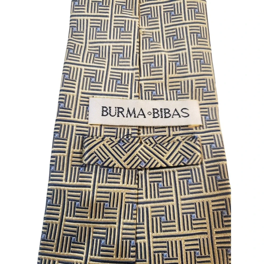 Burma Bibas‎ Mens Tie Necktie Designer Luxury Gold Black Blue Geometric Business